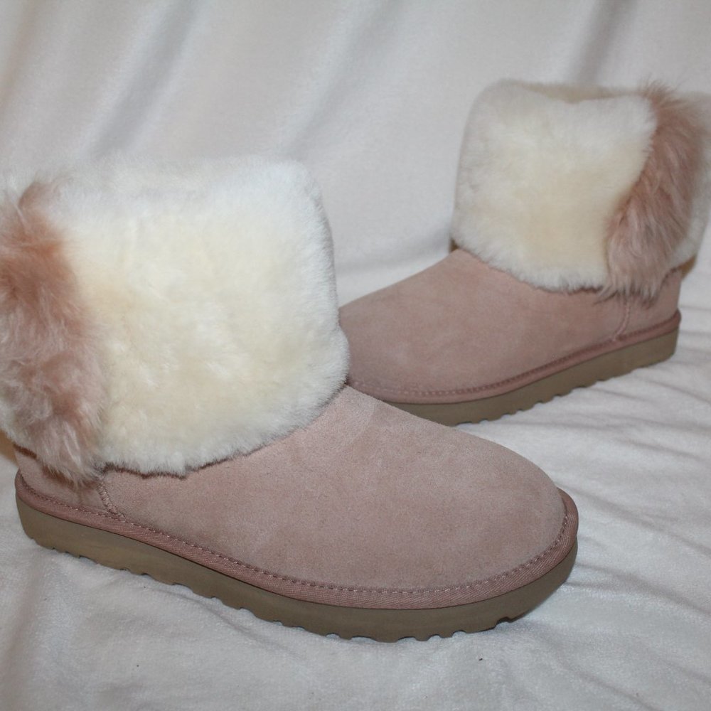 NIB‎ UGG WOMEN'S MINI WISP SUEDE SHEARLING LINED WINTER BOOTS ARROYO